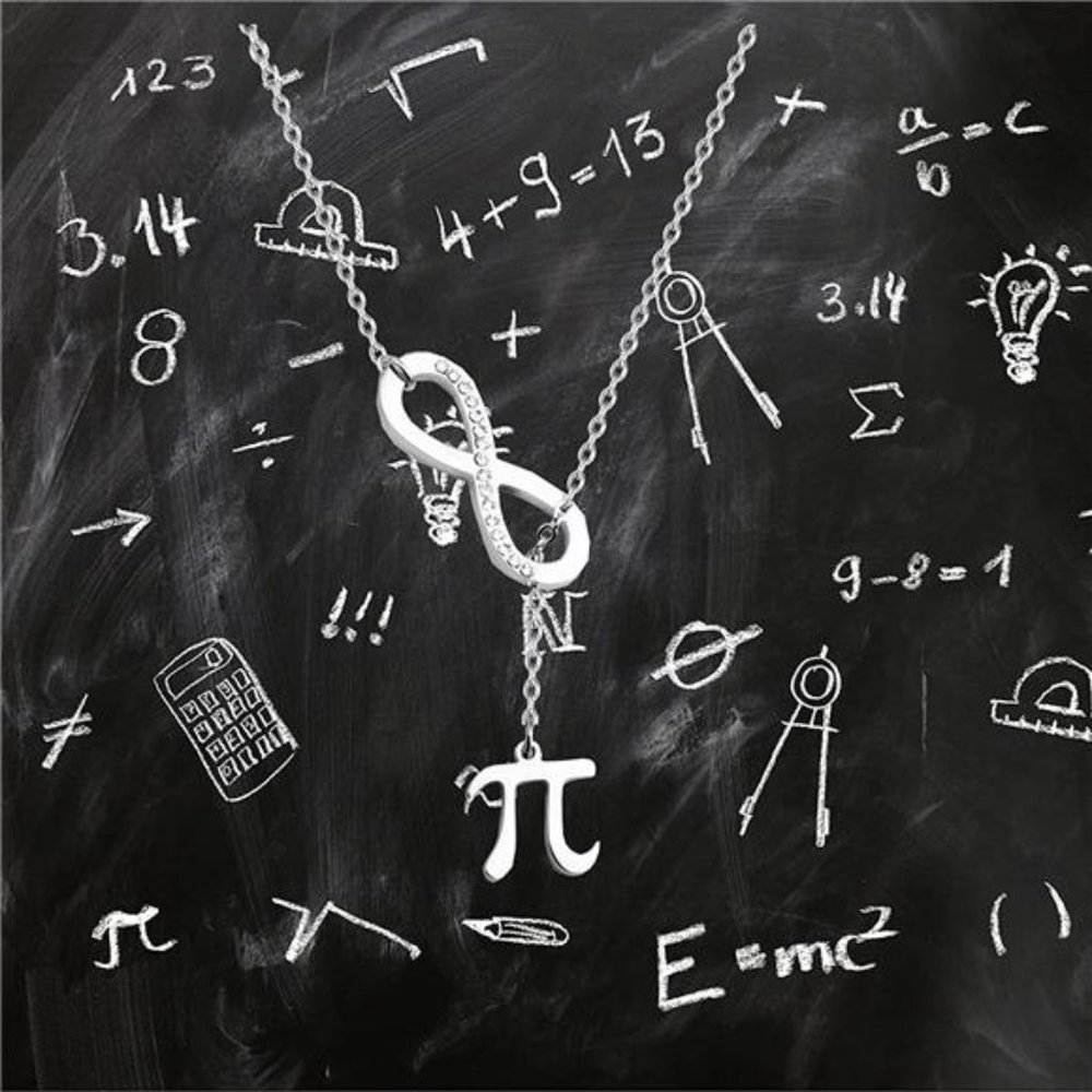 Elegant Silver Infinity and Pi Necklace